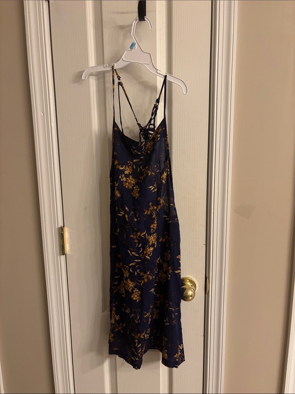 Intimately by Free People Navy Floral Slip Dress with Gold Print size small